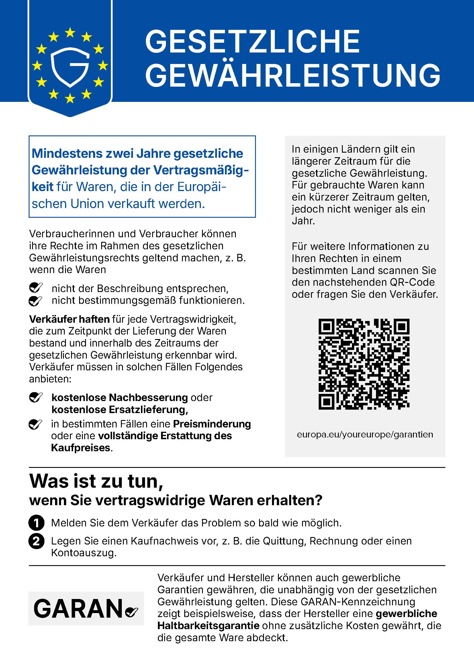 Gesetzliche Gewährleistungsgarantie